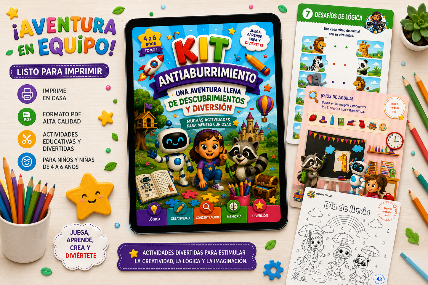 Kit antiaburrimiento: Actividades para niños de 4 a 6 años
